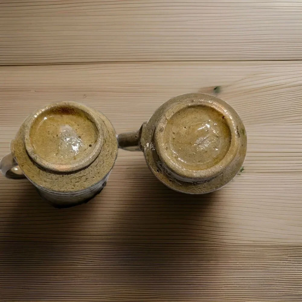Set of 2 Vintage Handcrafted Stoneware 